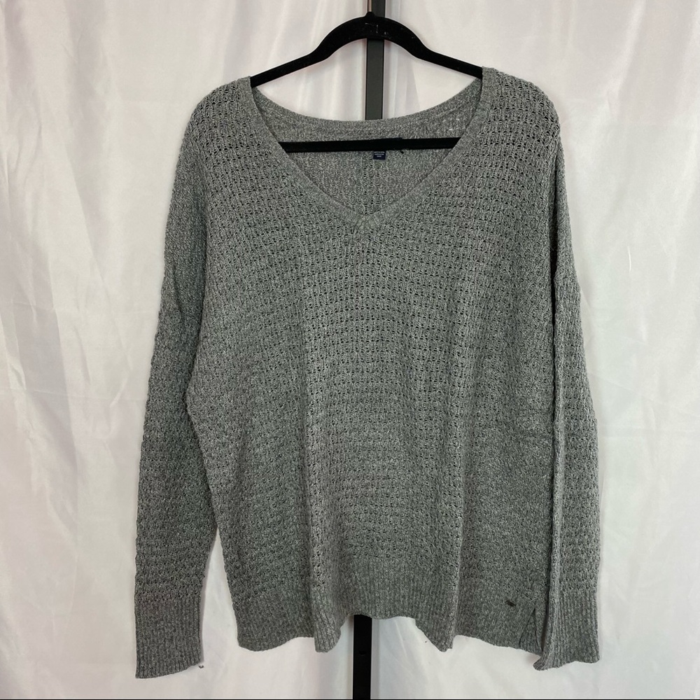 American Eagle Outfitters Gray Open Knit Sweater - Picture 1 of 5
